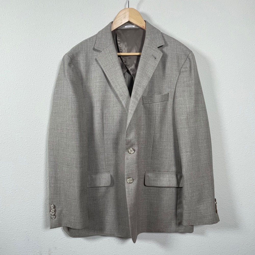 Joseph‎ Abboud Hamilton Soft Mens 46R Taupe Wool Silk Linen Sport Coat Unlined